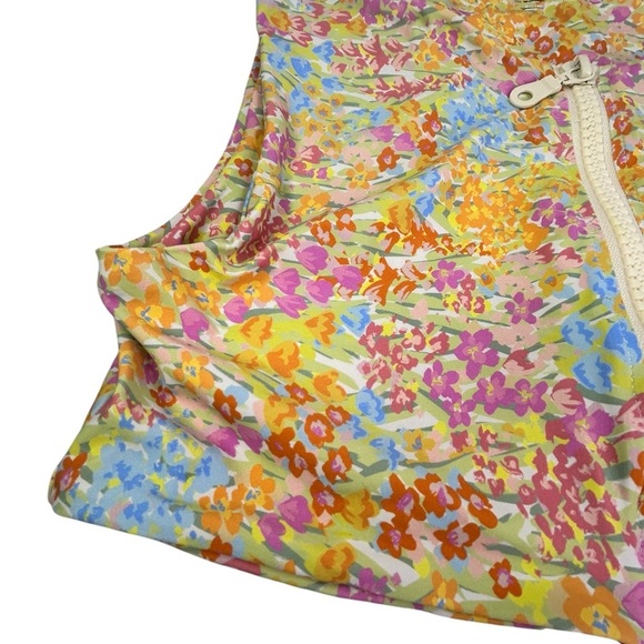 NEW Free People Stone Fox Swim Tank top Zip front Flower fields Floral Bikini - Picture 2 of 5
